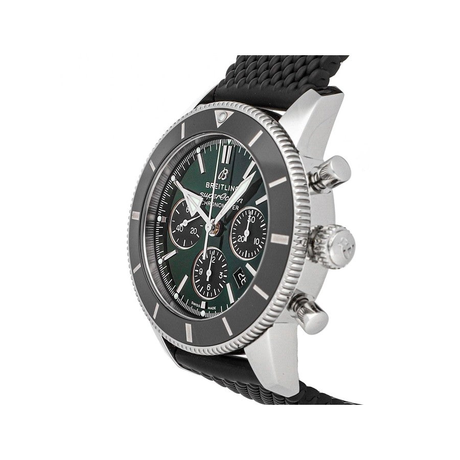 Breitling Superocean Heritage B01 Chronograph 44 Limited Edition Green Dial Black Mesh Bracelet Watch for Men - AB01621A1L1S1