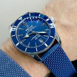 Breitling Superocean Heritage B20 Automatic 46 Blue Dial Blue Mesh Bracelet Watch for Men - AB2020161C1S1