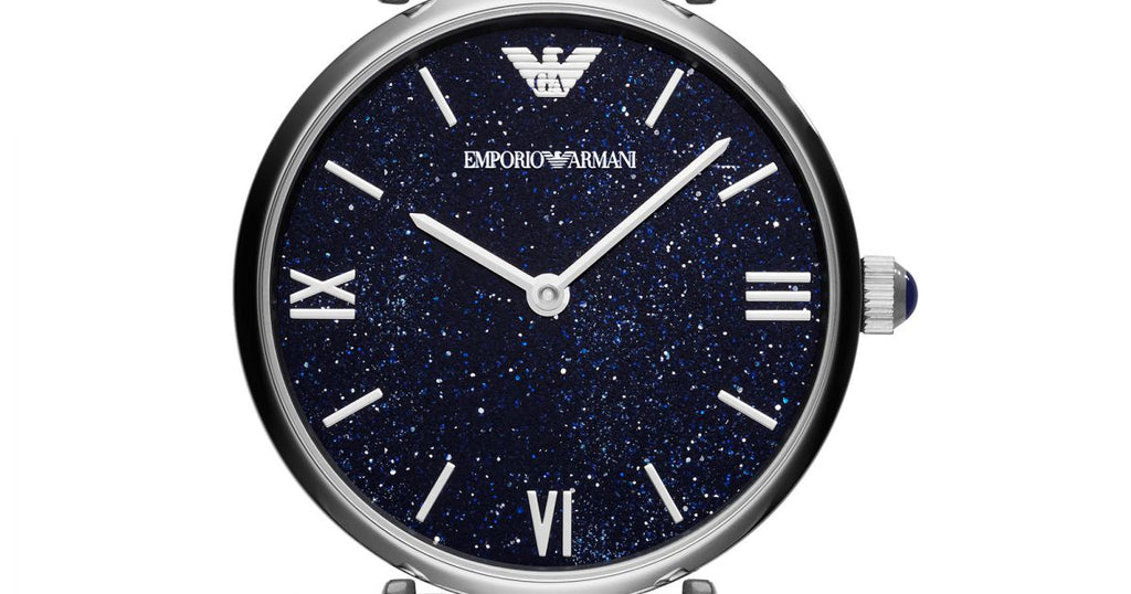 Emporio Armani Gianni T Bar Dark Blue Dial Silver Stainless Steel Watch For Women - AR11091