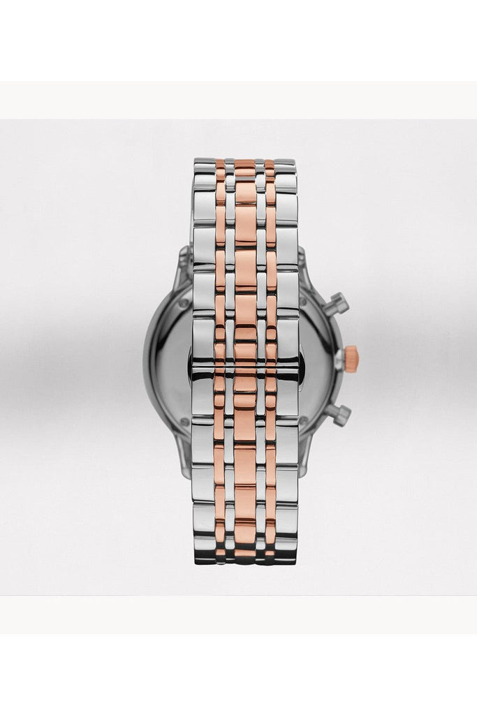 Emporio Armani Chronograph White Dial Two Tone Steel Strap Watch For Men - AR0399