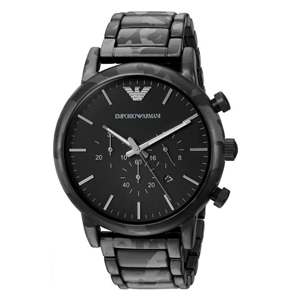 Emporio Armani Luigi Chronograph Black Dial Black Steep Strap Watch For Men - AR11045