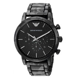 Emporio Armani Luigi Chronograph Black Dial Black Steep Strap Watch For Men - AR11045