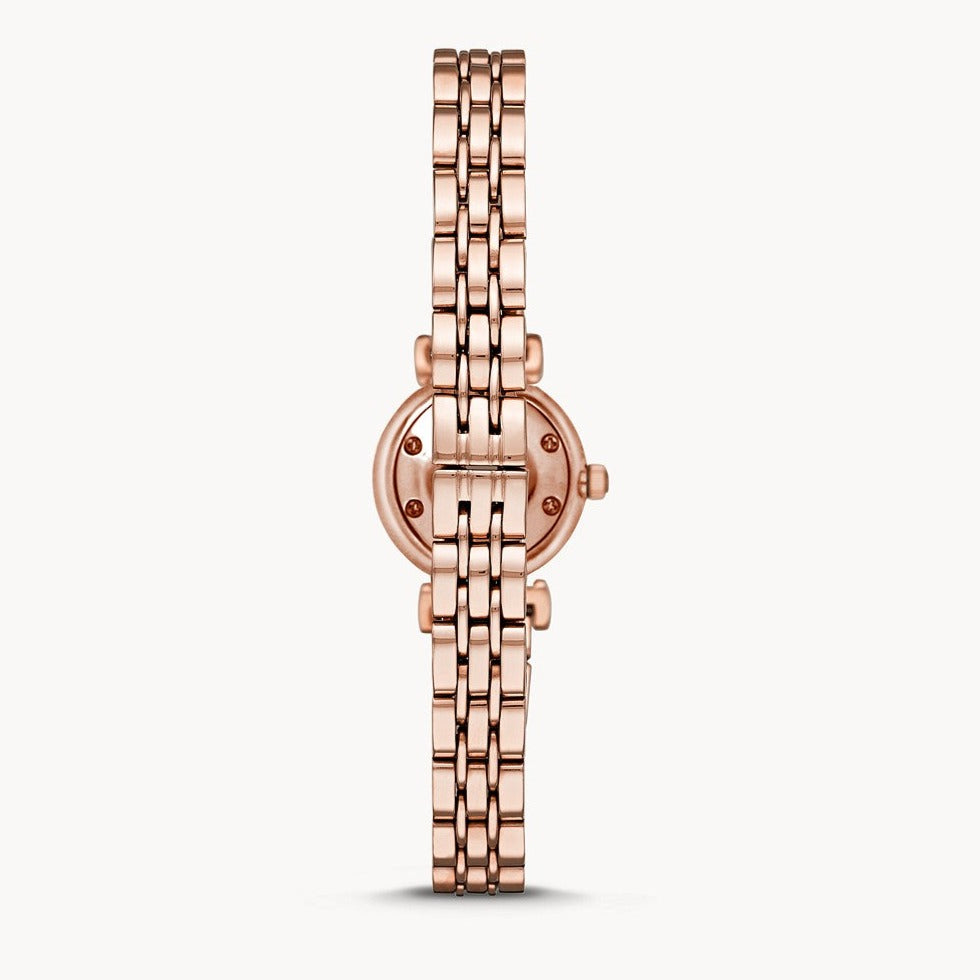 Emporio Armani Gianni T-Bar Mother of Pearl Dial Rose Gold Steel Strap Watch For Women - AR11203
