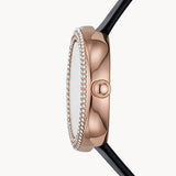 Emporio Armani Rosa Quartz Mother Of Pearl White Dial Black Leather Strap Watch For Women - AR11356