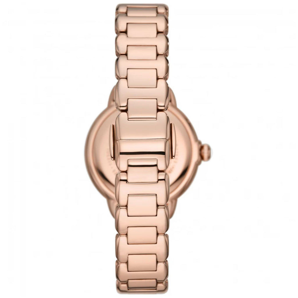 Emporio Armani Aira Three Hand Mother of Pearl Dial Rose Gold Steel Strap Watch For Women - AR11523