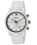 Emporio Armani Luigi Chronograph Ceramic White Dial White Ceramic Strap Watch For Men - AR1499