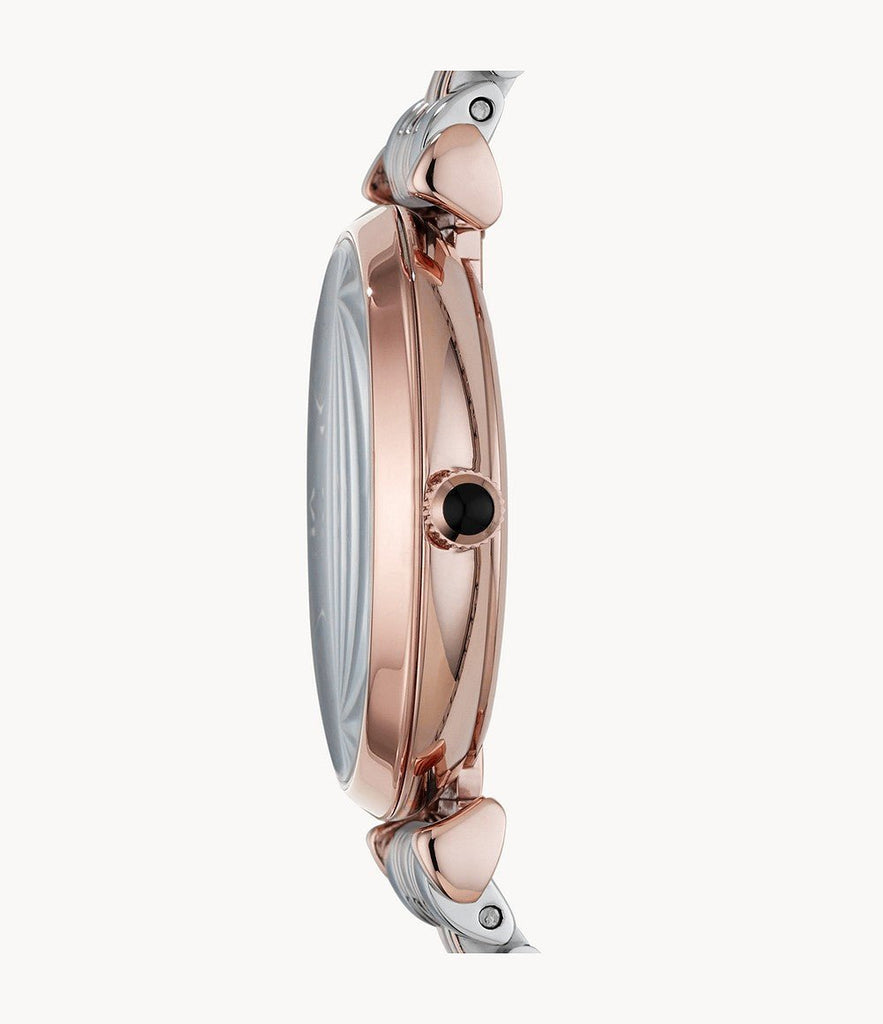 Emporio Armani Gianni T Bar Grey Dial Two Tone Stainless Steel Watch For Women - AR1725