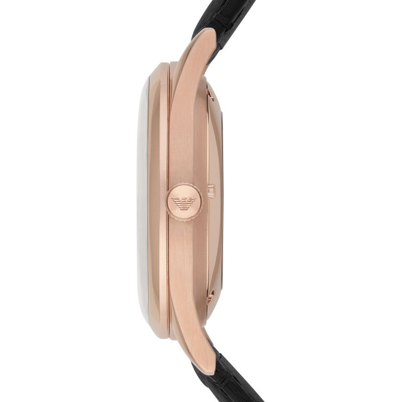 Emporio Armani Meccanico White Skeleton Dial Black Leather Strap Watch For Men - AR1924