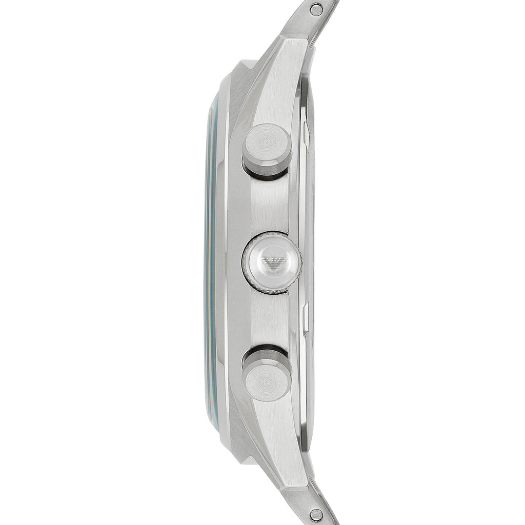 Emporio Armani Luigi Chronograph Quartz Blue Dial Silver Steel Strap Watch For Men - AR1974