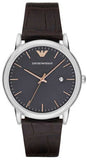 Emporio Armani Luigi Quartz Gray Dial Brown Leather Strap Watch For Men - AR1996