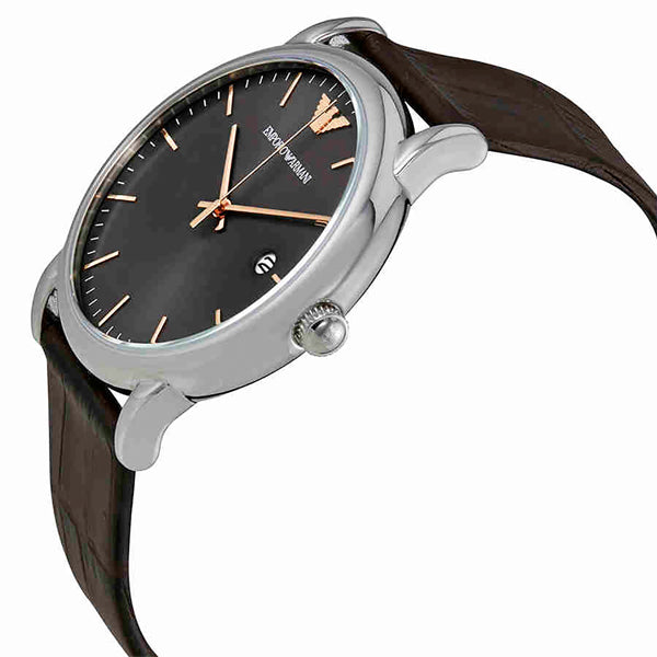 Emporio Armani Luigi Quartz Gray Dial Brown Leather Strap Watch For Men - AR1996