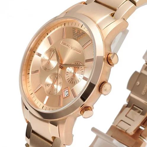 Emporio Armani Classic Rose Gold Chronograph Steel Strap Watch For Men - AR2452