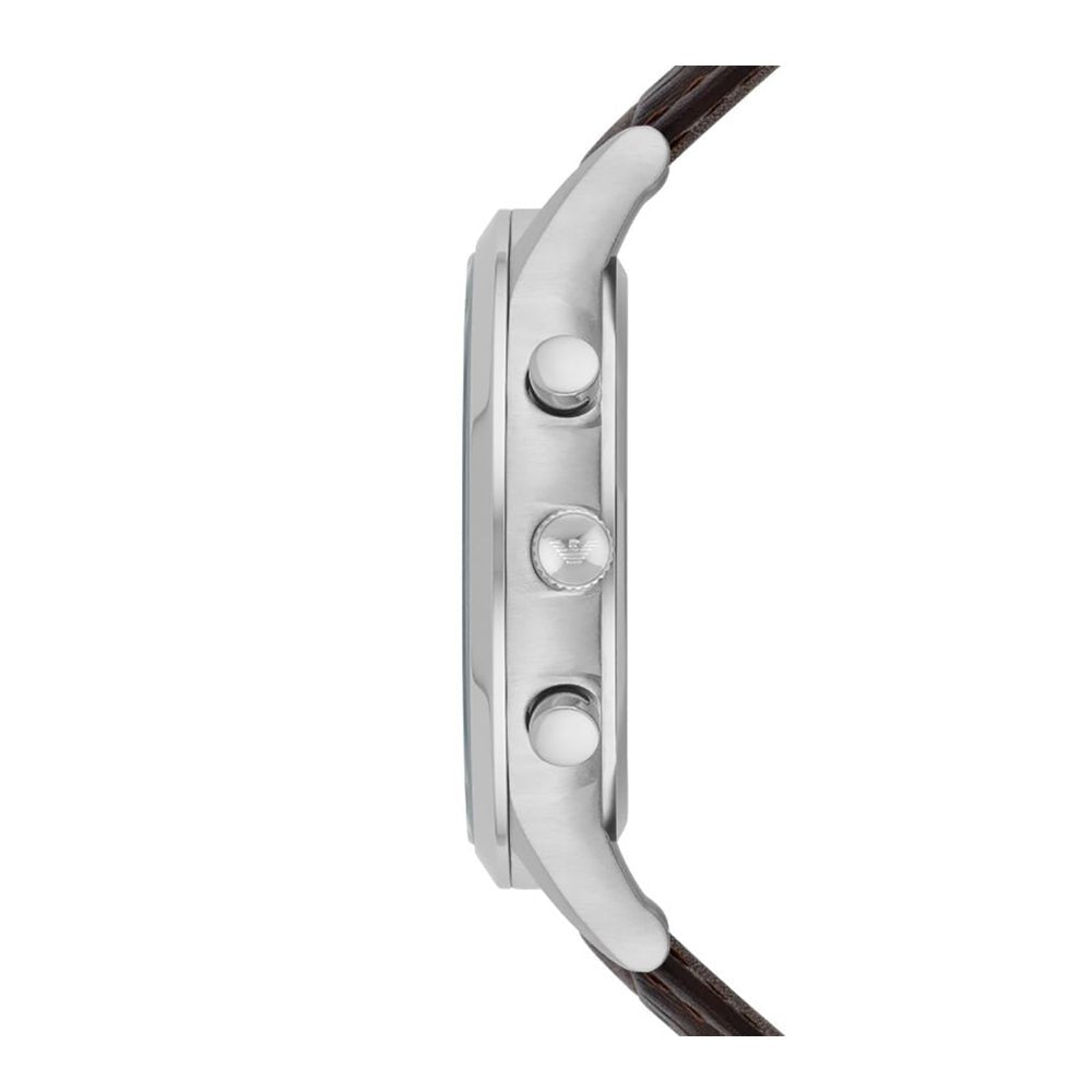 Emporio Armani Renato Chronograph Grey Dial Brown Leather Strap Watch For Men - AR2513