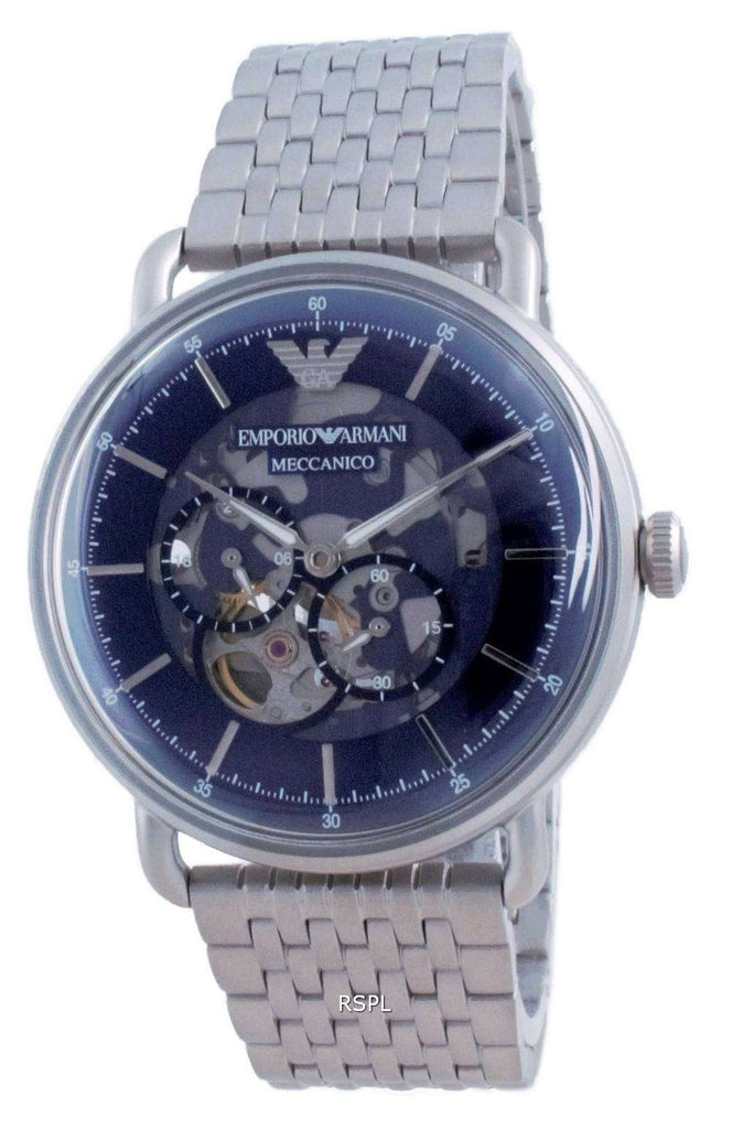Emporio Armani Aviator Multifunction Blue Dial Silver Mesh Bracelet Watch For Men - AR60024