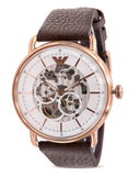 Emporio Armani Meccanico Automatic White Dial Brown Leather Strap Watch For Men - AR60027