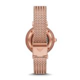Emporio Armani Meccanico Automatic White Dial Rose Gold Mesh Strap Watch For Women - AR60063