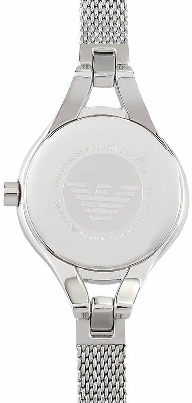 Emporio Armani Classic Quartz Black Dial Silver Steel Strap Watch For Women - AR7328