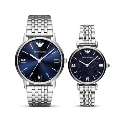 Emporio Armani Gianni T Bar Dark Blue Dial Silver Stainless Steel Watch For Women - AR11091