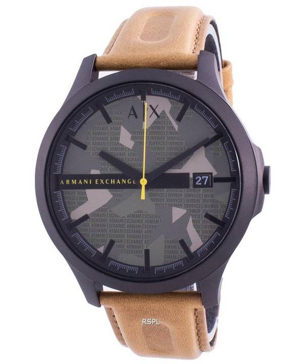 Armani Exchange Hampton Chronograph Green Dial Brown Leather Strap Watch For Men - AX2412