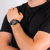 Armani Exchange Hampton Chronograph Black Dial Black Steel Strap Watch For Men - AX2413