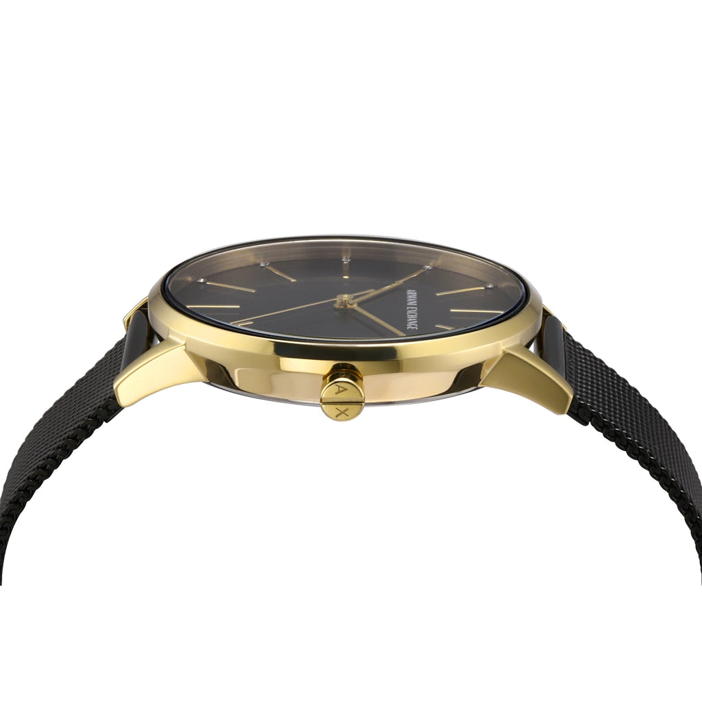 Armani Exchange Lola Three Hand Black Dial Black Mesh Strap Watch For Women - AX5548