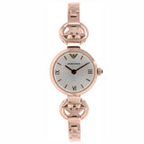 Emporio Armani Retro Quartz Silver Dial Rose Gold Steel Strap Watch For Women - AR1776