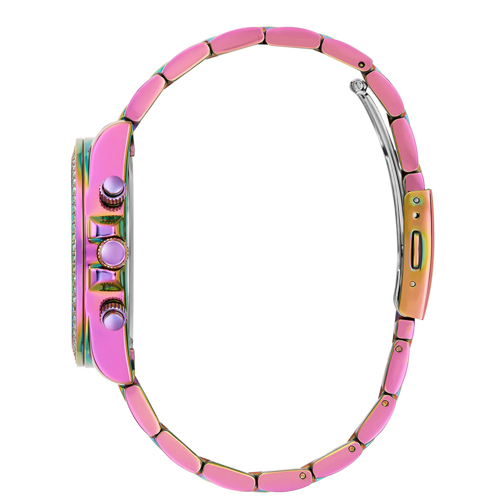 Guess Confetti Chronograph Crystals Multicolor Dial Purple Steel Strap Watch For Women - GW0483L5