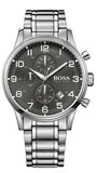 Hugo Boss Aeroliner Chronograph Black Dial Silver Steel Strap Watch For Men - 1512446