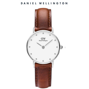 Daniel Wellington Classy St Mawes White Dial Brown Leather Strap Watch For Women - DW00100079