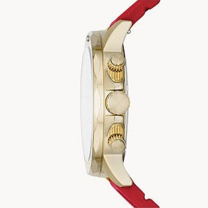 Fossil Bannon Multifunction Black Dial Red Silicone Strap Watch for Men - BQ2499