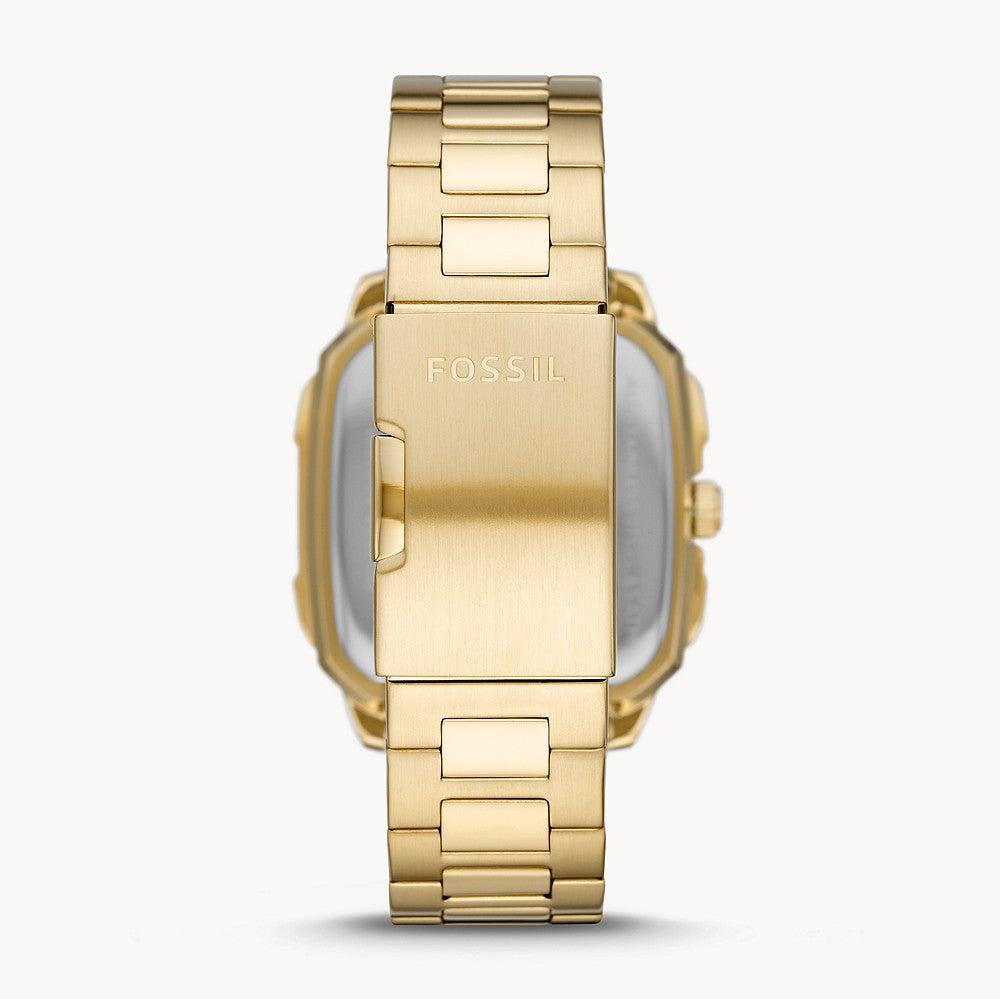 Fossil Inscription Automatic Skeleton Black Dial Gold Steel Strap Watch for Men - BQ2573