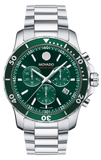 Movado Series 800 Chronograph Green Dial Silver Steel Strap Watch for Men - 2600179