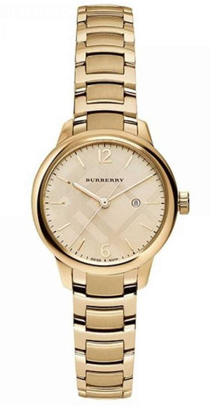 Burberry The Classic Champagne Dial Gold Steel Strap Watch for Women - BU10109