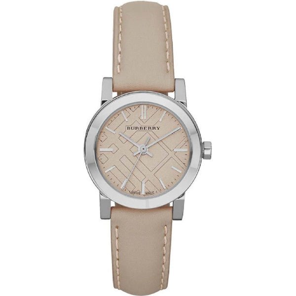 Burberry The City Beige Dial Beige Leather Strap Watch for Women - BU9207