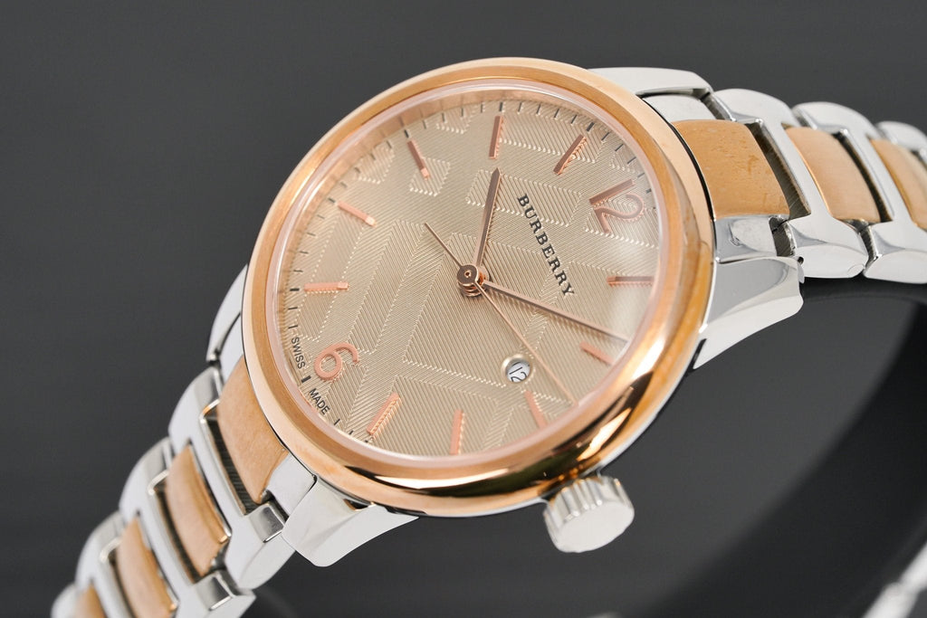 Burberry The Classic Rose Gold Dial Two Tone Steel Strap Watch for Women - BU10117