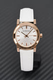 Burberry The City White Dial White Leather Strap Watch for Women - BU9012