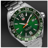 Tag Heuer Formula 1 Quartz Green Dial Silver Steel Strap Watch for Men - WAZ1017.BA0842