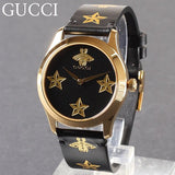 Gucci G Timeless Bee Motif Black Dial Black Leather Strap Watch For Women - YA1264055