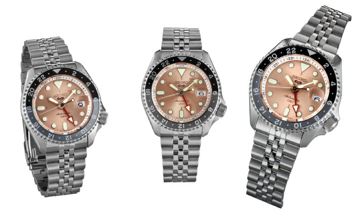 Seiko 5 Sports GMT Thong Sia Limited Edition Brown Dial Silver Steel Strap Watch for Men - SSK043K1