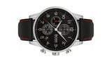 Hugo Boss Navigator Black Dial Black Leather Strap Watch for Men - 1513535