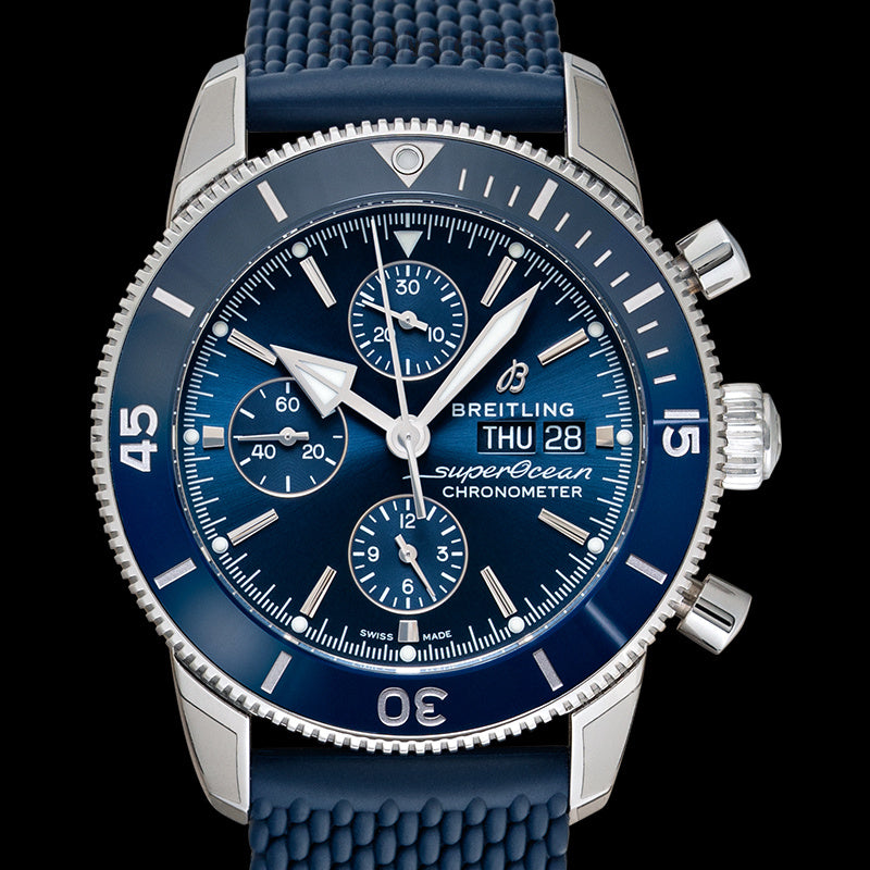 Breitling Superocean Heritage Chronograph 44 Blue Dial Blue Mesh Bracelet Watch for Men - A13313161C1S1