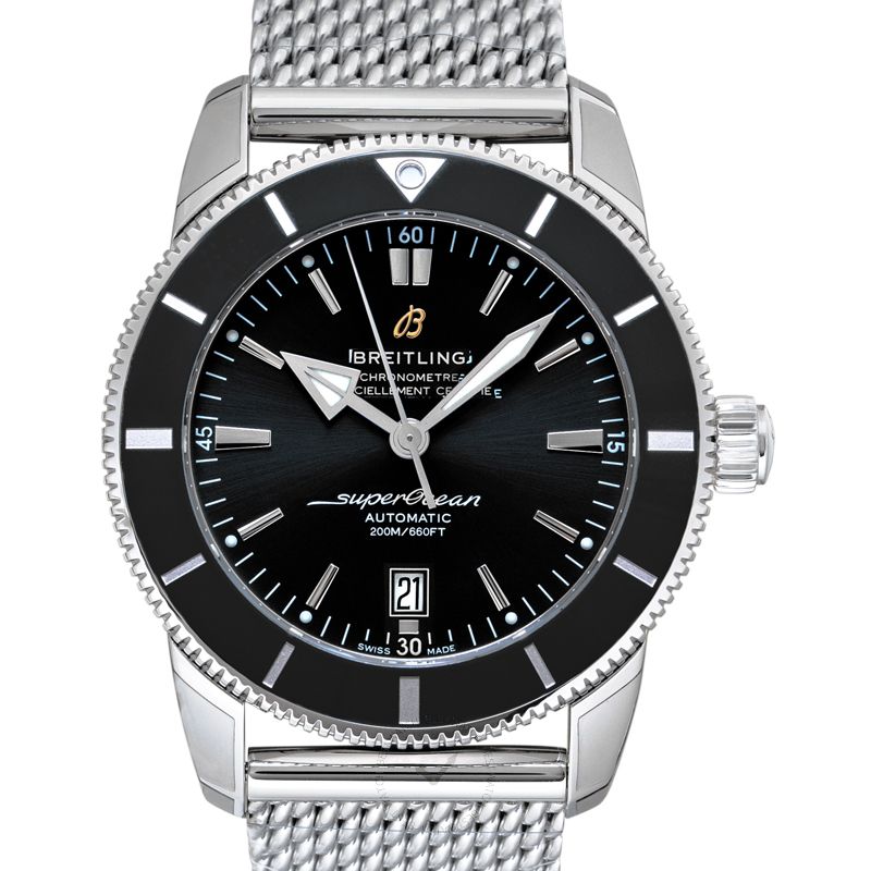 Breitling Superocean Heritage B20 Automatic 46 Black Dial Silver Mesh Bracelet Watch for Men - AB2020121B1A1
