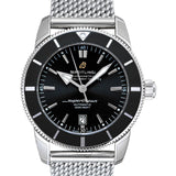 Breitling Superocean Heritage B20 Automatic 46 Black Dial Silver Mesh Bracelet Watch for Men - AB2020121B1A1