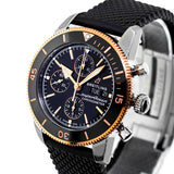 Breitling Superocean Heritage Chronograph 44 Black Dial Black Mesh Bracelet Watch for Men - U13313121B1S1