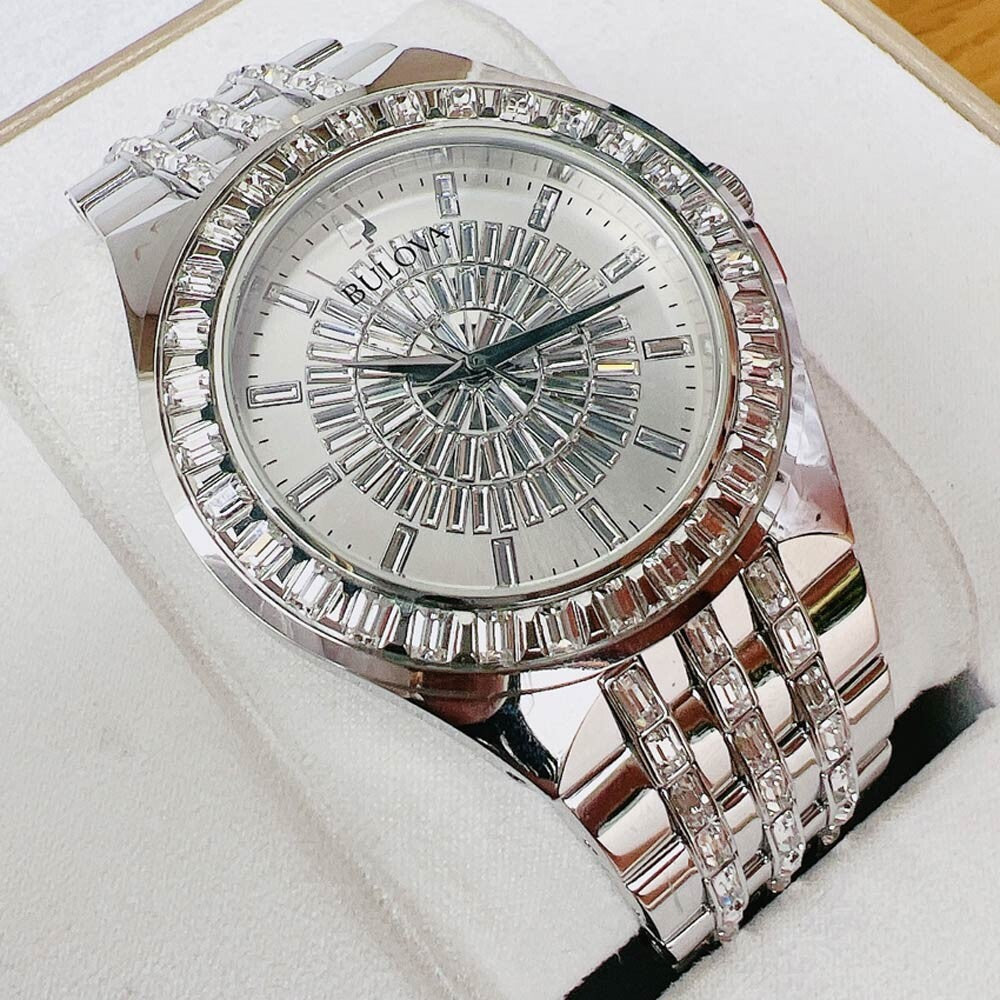 Bulova Phantom Crystal Silver Dial Silver Steel Strap Watch for Men - 96A236