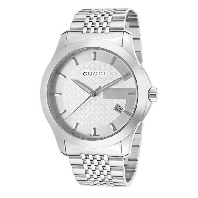 Gucci G Timeless Silver Dial Silver Steel Strap Watch For Men - YA126401