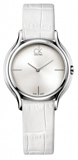 Calvin Klein Skirt White Dial White Leather Strap Watch for Women - K2U231K6