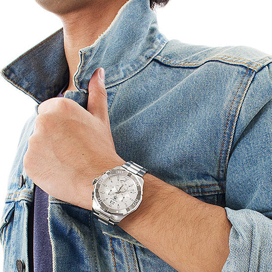 Tag Heuer Aquaracer White Dial Silver Steel Strap Watch for Men - CAY1111.BA0927