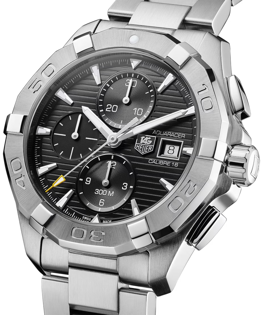 Tag Heuer Aquaracer Automatic Chronograph Black Dial Silver Steel Strap Watch for Men - CAY2110.BA0927