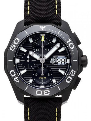 Tag Heuer Aquaracer Chronograph PVD Black Dial Black Nylon Strap Watch for Men - CAY218A.FC6361